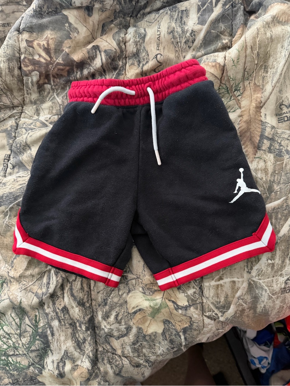 Jordan Black Shorts with Red Trim and White Jumpman